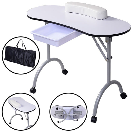 Giantex 2018 New Portable Kapsalon Meubilair Manicure Equipm Nail Table Station Desk Spa Beauty Folding Salon Table HB82300