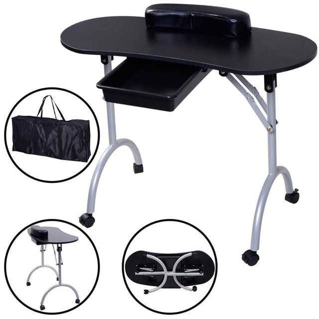 Giantex 2018 New Portable Kapsalon Meubilair Manicure Equipm Nail Table Station Desk Spa Beauty Folding Salon Table HB82300